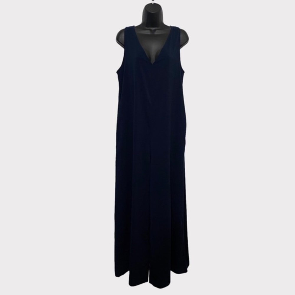 H&M Navy Blue Sleeveless V-Neck Jumpsuit Size 8